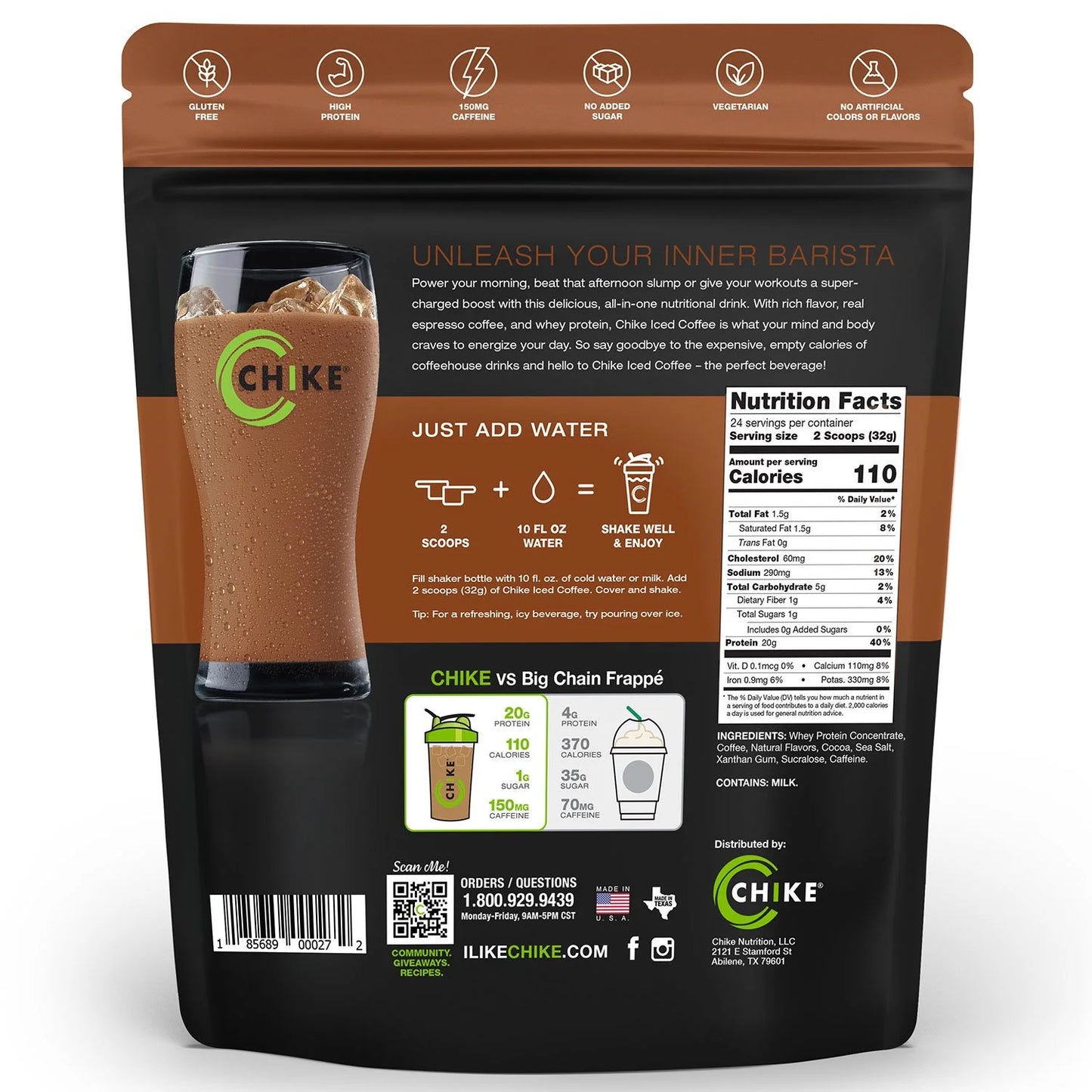 PREORDEN -Chike Iced Coffee 20g Whey Protein Powder, Mocha 27.1 oz. - 2 A 4 SEMANAS EN LLEGAR