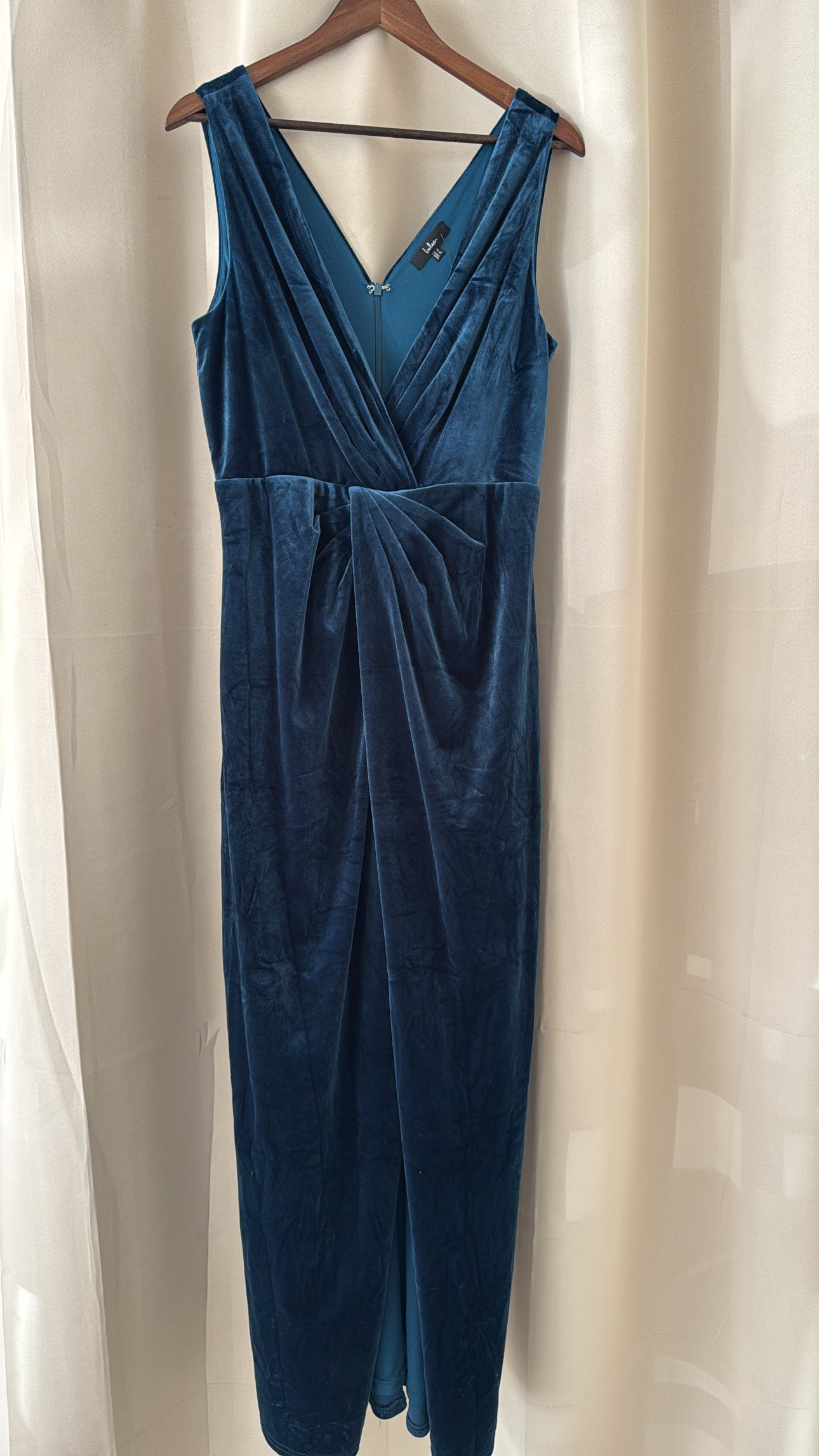 LULUS -Beautiful Evenings Dark Teal Velvet Twist-Front Maxi Dress - NO CAMBIOS NI DEVOLUCIONES