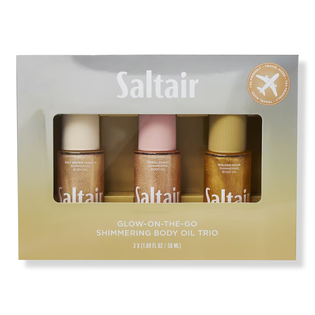 PREORDEN - Glow-On-The-Go Shimmering Body Oil Trio - Holiday Travel Ready Set | SALTAIR - 2 A 4 SEMANAS EN LLEGAR