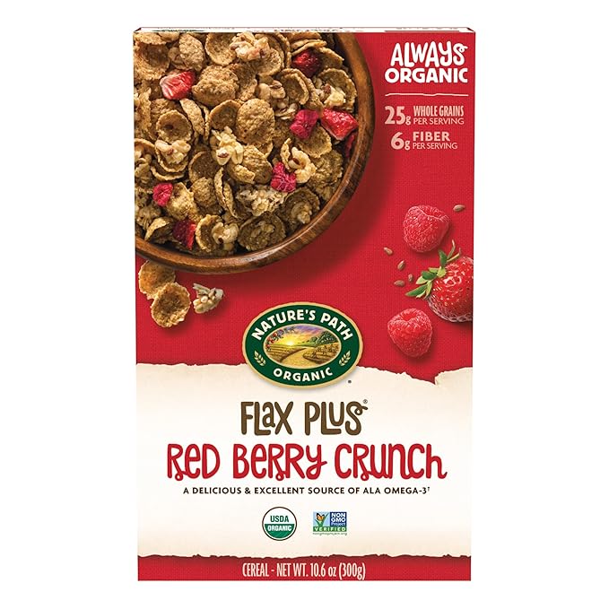Nature's Path Organic Flax Plus Red Berry Crunch Cereal, 10.6 oz Non-GMO