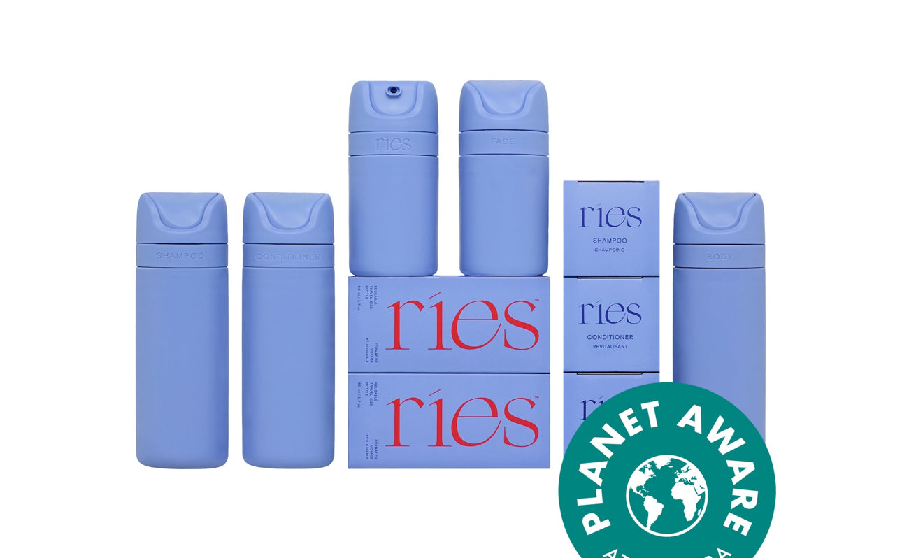 PREORDEN- The Essential Refillable Travel Container Set in Blue | RIES - 2 a 4 SEMANAS EN LLEGAR