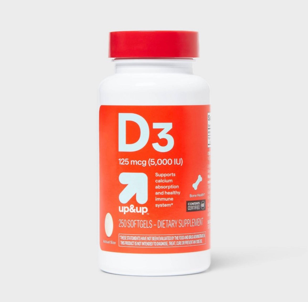 PREORDEN - Vitamin D3 5000 IU (125 mcg) Bone Health and Immune Support Softgels - 250ct - up&ир™ -2 A 4 SEMANAS EN LLEGAR