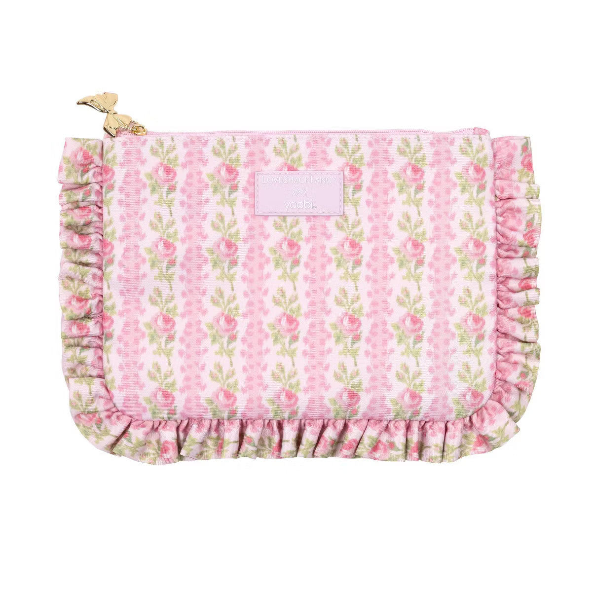 PREORDEN - LoveShackFancy x Target - Yoobi Blooming Heirloom Flat Zip Pencil Case with Ruffles Strawberry Macaroon - 2 A 4 SEMANAS EN LLEGAR
