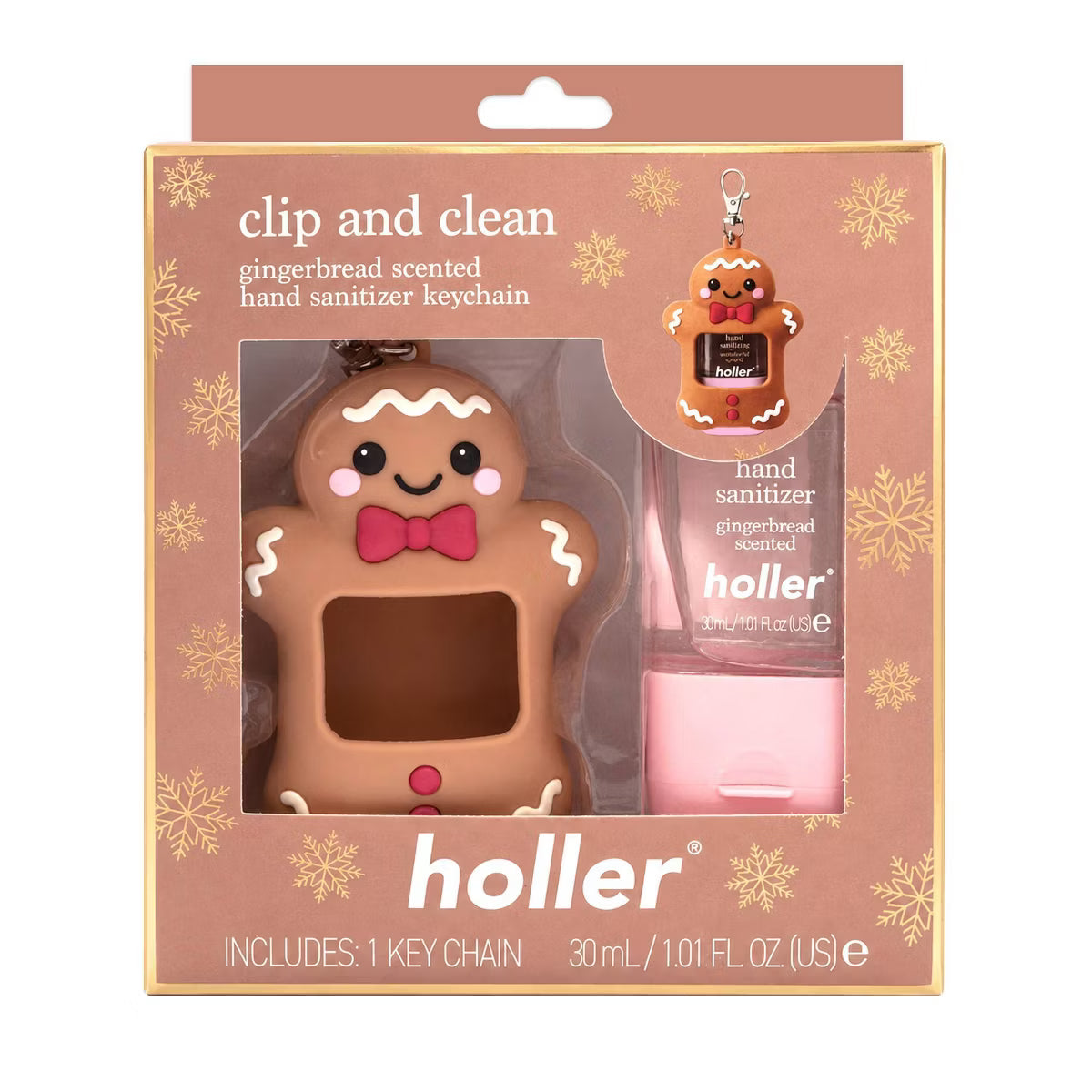 Holler and Glow Scented Hand Sanitizer And Case - Gingerbread - 30ml