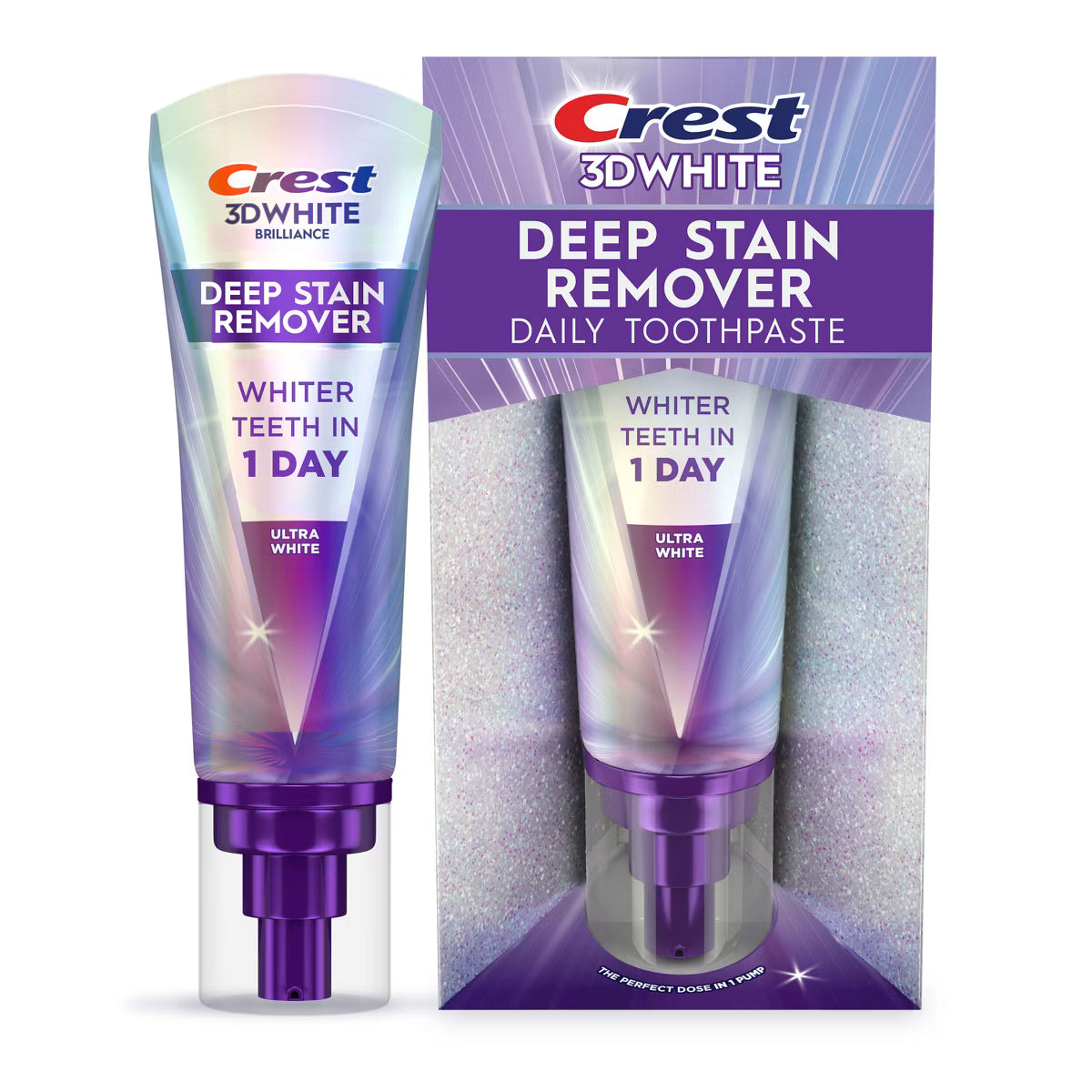 PREORDEN - Crest 3D White Deep Stain Remover Daily Toothpaste - Ultra White - 2.1oz: Sodium Monofluorophosphate, Mint Flavor, Triclosan-Free, Gluten-Free - 2 A 4 SEMANAS EN LLEGAR