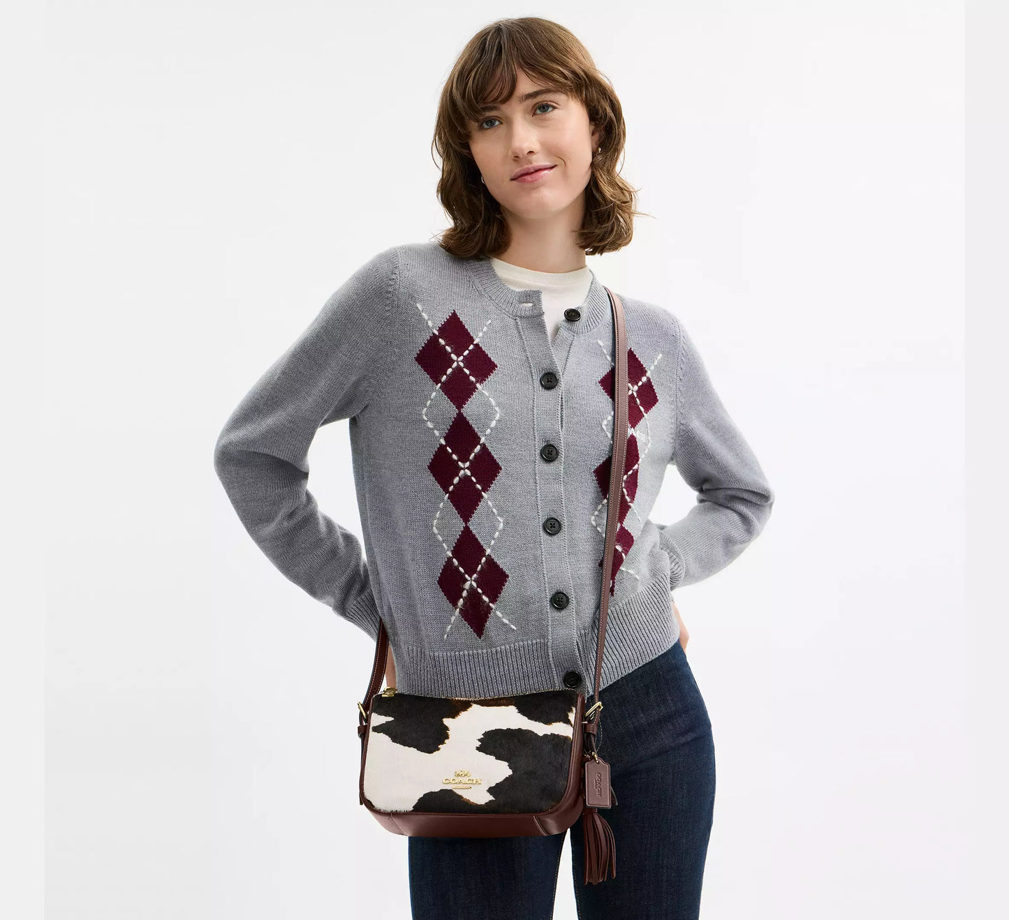 PREORDEN -Kailey Shoulder Bag With Cow Print And Tassel | COACH - 2 A 4 SEMANAS EN LLEGAR