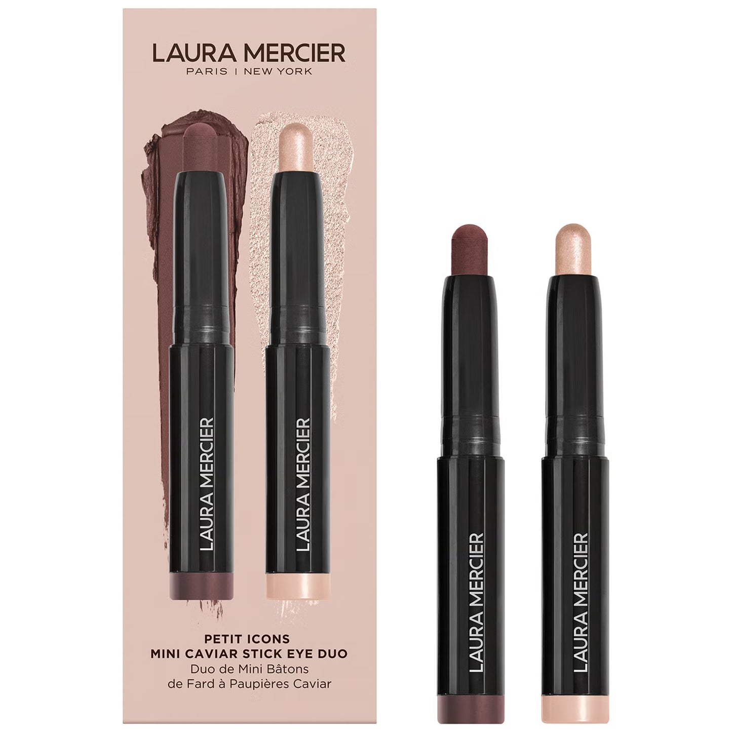 Petit Icons Mini Caviar Stick Eye Shadow Duo - Rosegold, Dark Cacao | LAURA MERCIER