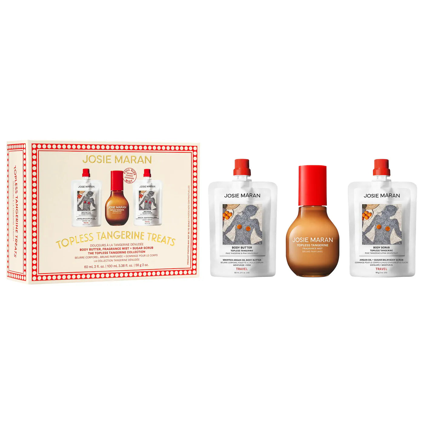 PREORDEN -Topless Tangerine Treats Body Butter, Fragrance Mist, Sugar Scrub Gift Set | JOSIE MARAN - 2 A 4 SEMANAS EN LLEGAR