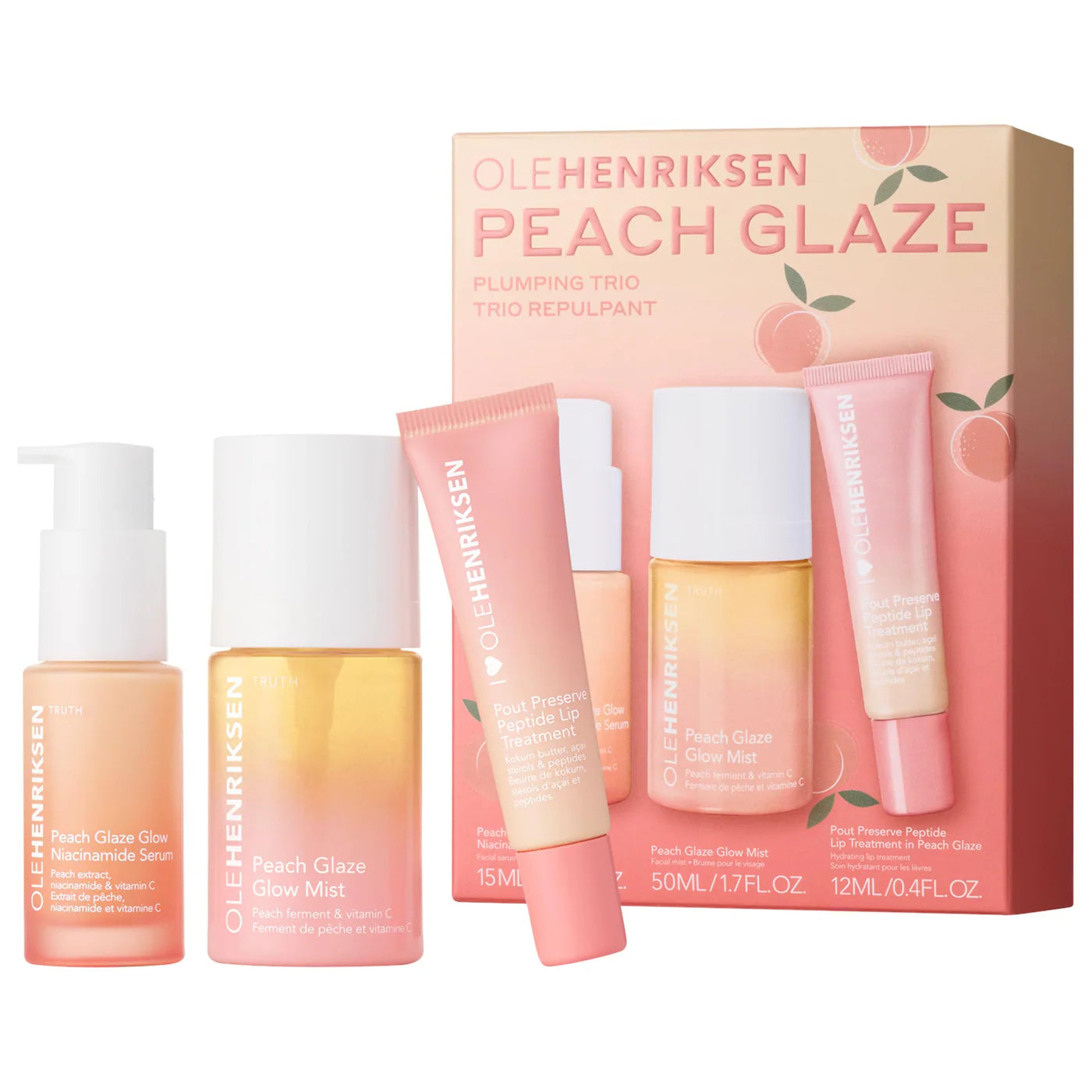 PREORDEN -Peach Glaze Plumping Trio with Niacinamide and Vitamin C | OLE HENRIKSEN - 2 A 4 SEMANAS EN LLEGAR