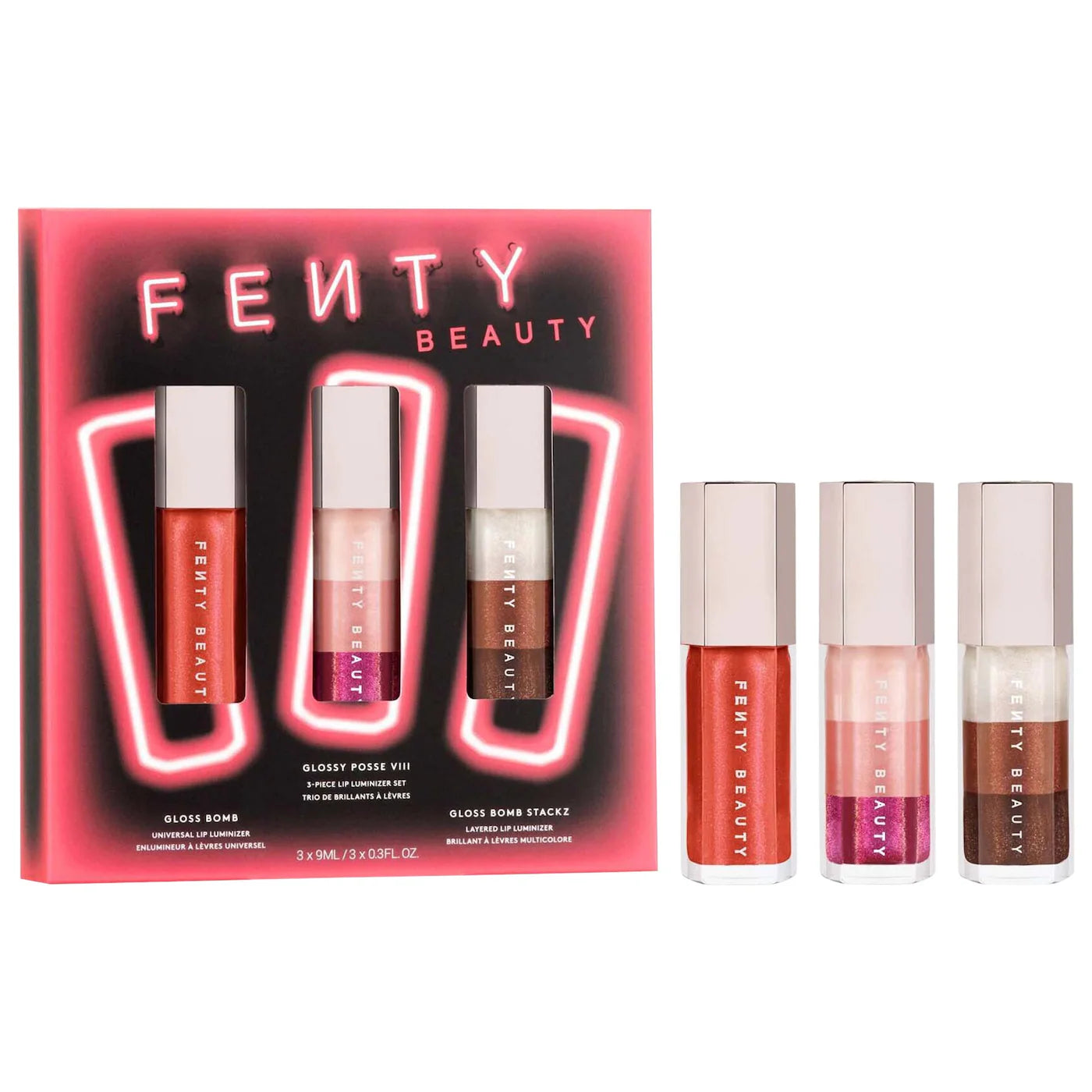 PREORDEN -Glossy Posse VIII 3-Piece Lip Luminizer Set | FENTY - 2 A 4 SEMANAS EN LLEGAR