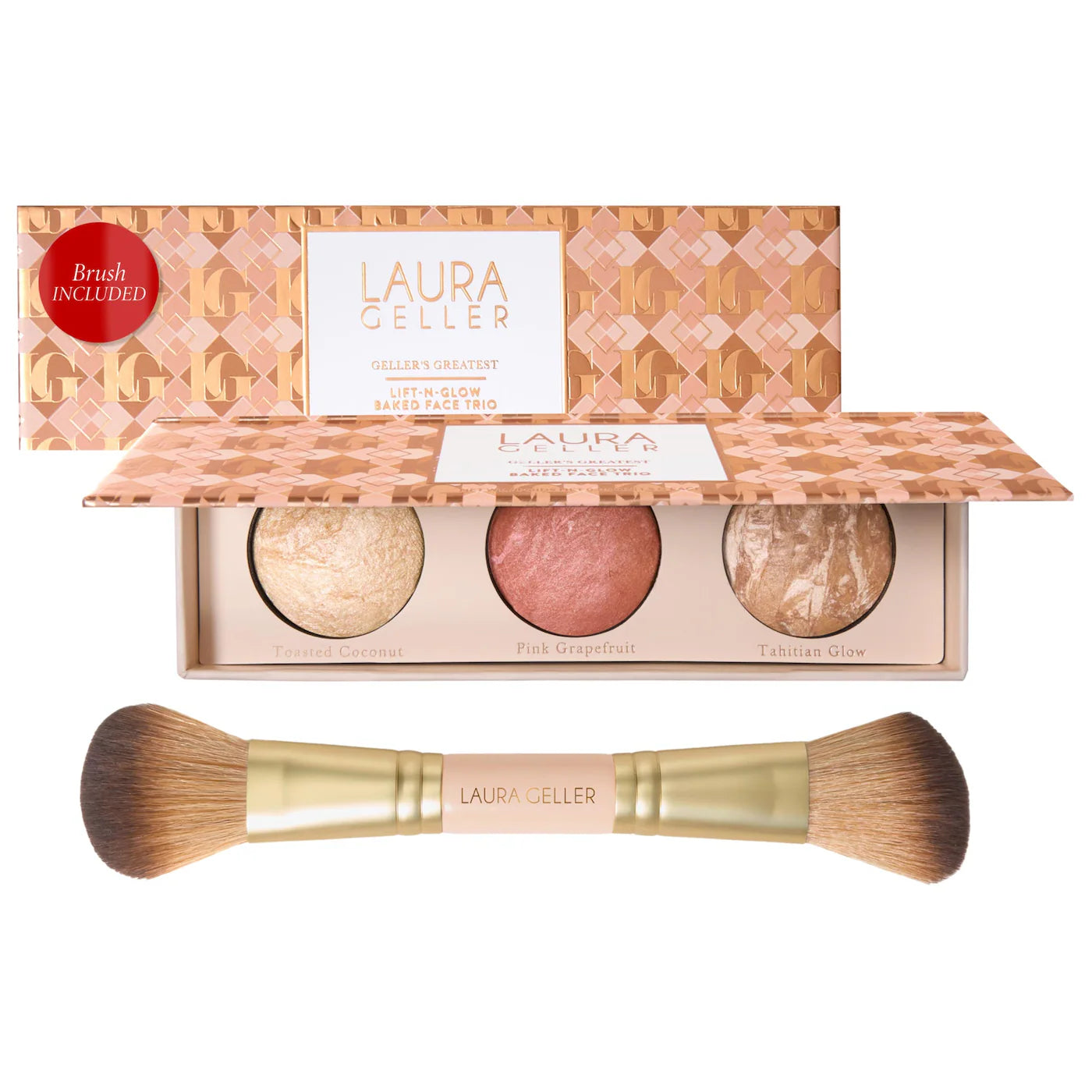PREORDEN -Geller's Greatest Lift-n-Glow Face Palette & Dual-Ended Blush + Bronzer Brush | LAURA GELLER - 2 A 4 SEMANAS EN LLEGAR