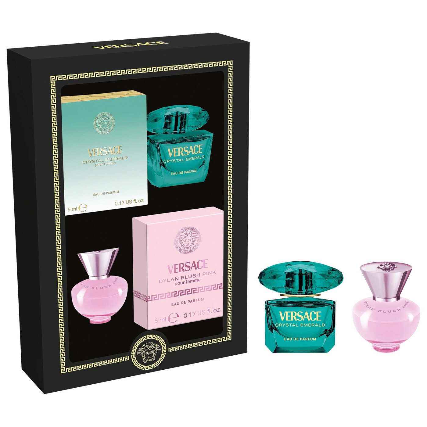 PREORDEN - Mini Crystal Emerald and Blush Pink Duo Perfume Gift Set | VERSACE - 2 A 4 SEMANAS EN LLEGAR