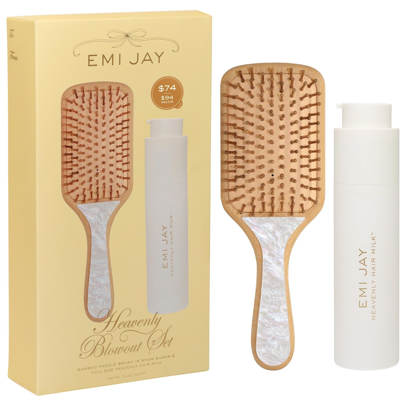 PREORDEN - Heavenly Hair Milk Leave-In Conditioner + Bamboo Paddle Brush Gift Set | EMI JAY - 2 A 4 SEMANAS EN LLEGAR