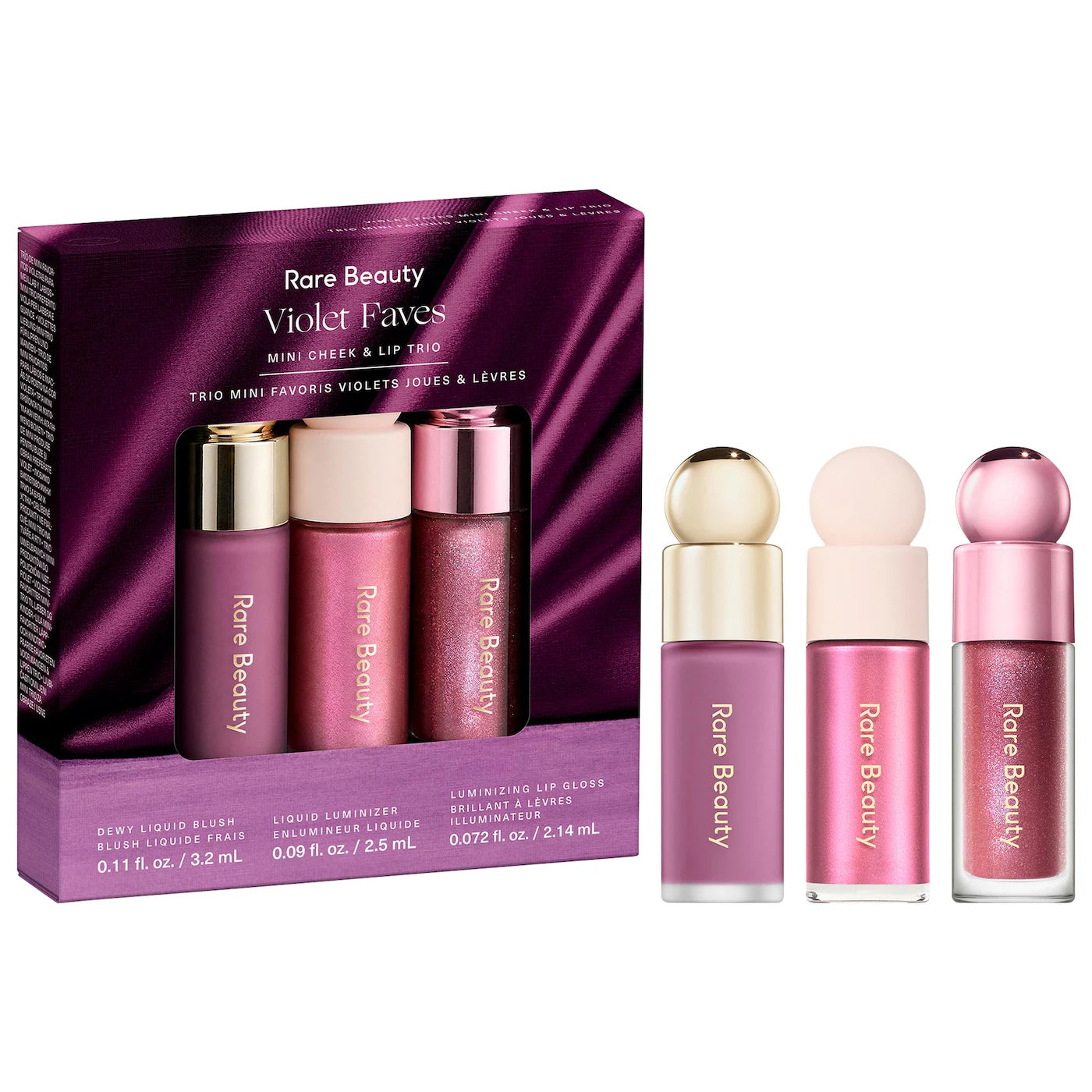 PREORDEN - Violet Faves Mini Cheek and Lip Trio Makeup Gift Set | RARE BEAUTY - 2 A 4 SEMANAS EN LLEGAR