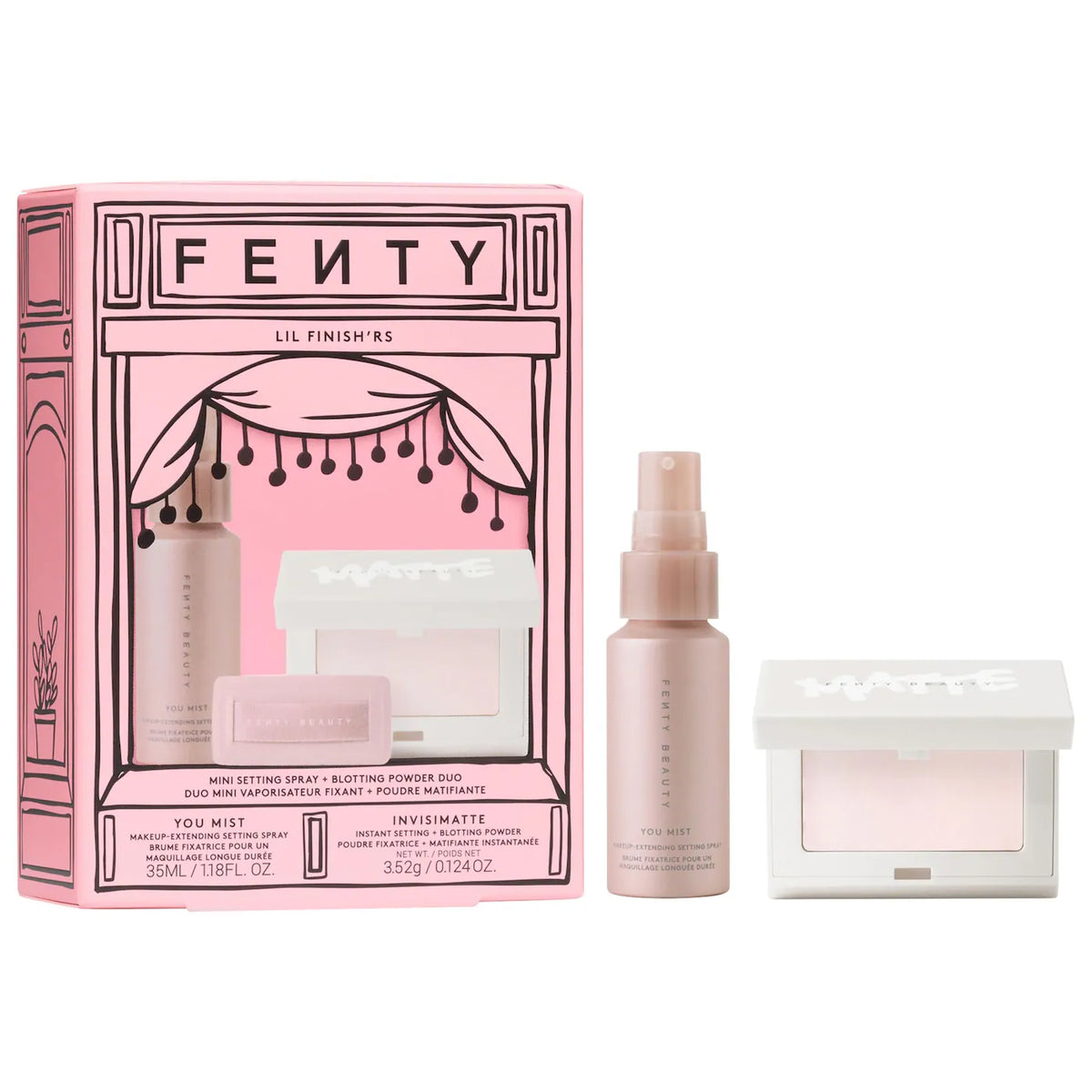 PREORDEN - Lil Finish'rs Mini Setting Spray + Blotting Powder Duo Makeup Gift Set | FENTY - 2 A 4 SEMANAS EN LLEGAR