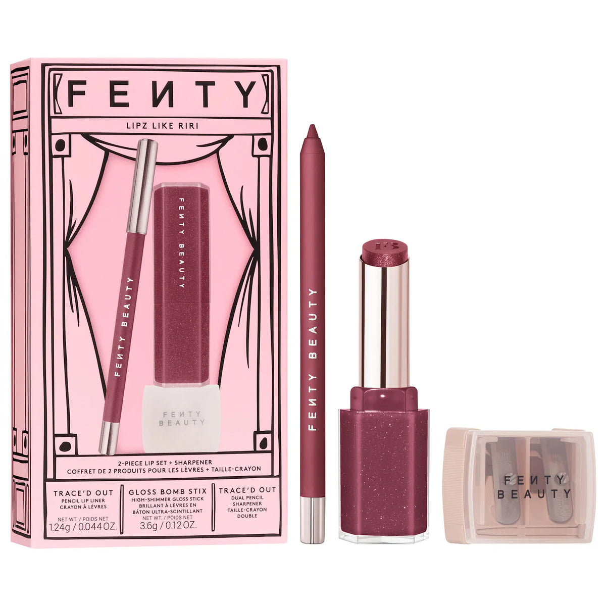 PREORDEN - Lipz Like Riri 2-Piece Lip + Sharpener Makeup Gift Set | FENTY - 2 A 4 SEMANAS EN LLEGAR