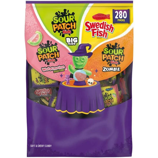 PREORDEN -SOUR PATCH KIDS and Swedish Fish Halloween Candy Variety Pack, 280 pcs - 2 A 4 SEMANAS EN LLEGAR