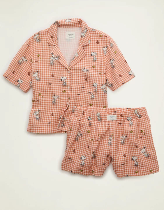 PREORDEN - AE Snoopy Cotton Gauze Short-Sleeve PJ Set FALL- 2 A 4 SEMANAS EN LLEGAR