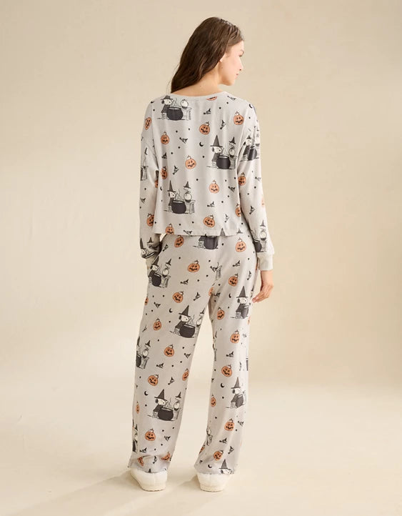 PREORDEN - AE Luxe Plush Snoopy Long Sleeve + Pant PJ Set LIGHT HEATHER GREY - 2 A 4 SEMANAS EN LLEGAR (Copy)