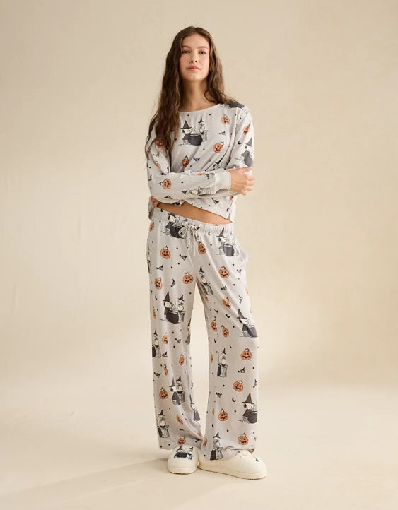 PREORDEN - AE Luxe Plush Snoopy Long Sleeve + Pant PJ Set LIGHT HEATHER GREY - 2 A 4 SEMANAS EN LLEGAR (Copy)