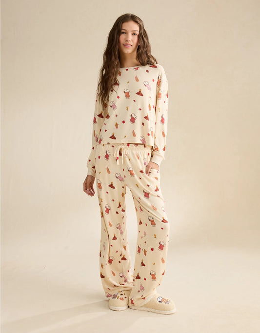 PREORDEN - AE Luxe Plush Snoopy Long Sleeve + Pant PJ Set - 2 A 4 SEMANAS EN LLEGAR