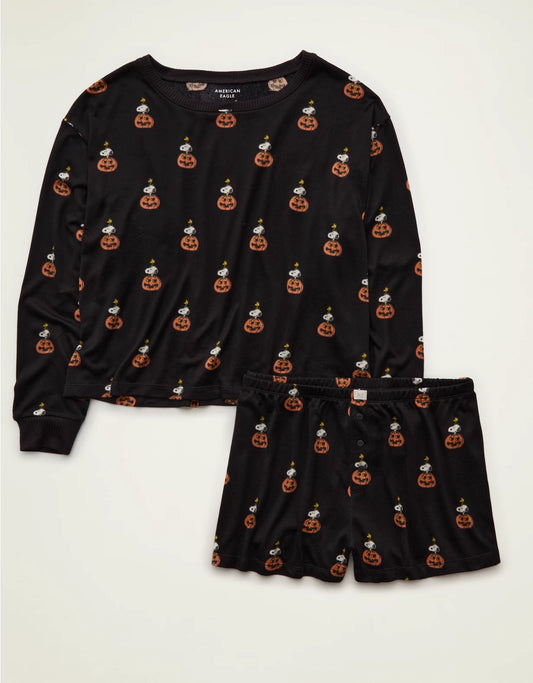 PREORDEN - AE Luxe Plush Long Sleeve + Short PJ Set- 2 A 4 SEMANAS EN LLEGAR