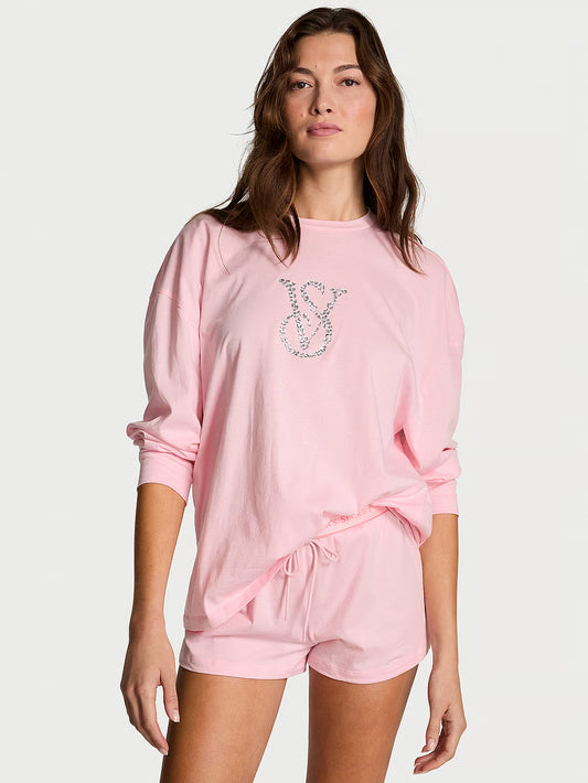 100% Cotton Shine Long-Sleeve Short Pajama Set | VICTORIA´S SECRET-NO CAMBIOS NI DEVOLUCIONES
