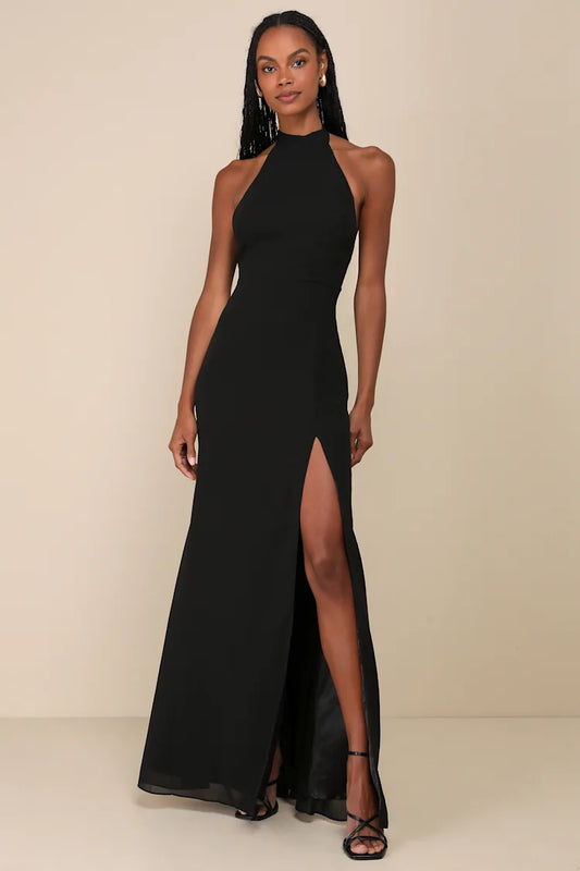 LULUS Black Halter Maxi Dress -NO CAMBIOS NI DEVOLUCIONES