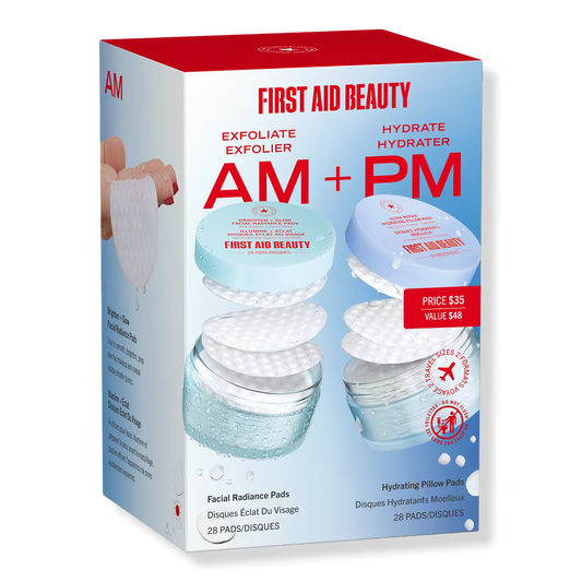 PREORDEN -Exfoliate AM + Hydrate PM Travel Size Skincare Pads Duo | FIRST AID BEAUTY - 2 A 4 SEMANAS EN LLEGAR