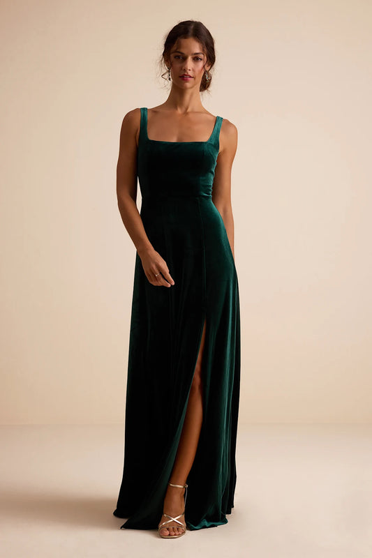 LULUS Graceful Invite Emerald Velvet Square Neck  Maxi Dress - NO CAMBIOS NI DEVOLUCIONES