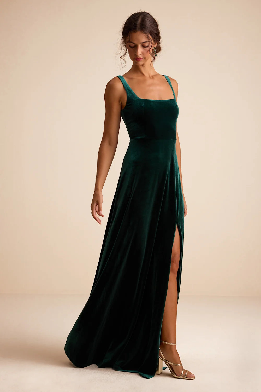 LULUS Graceful Invite Emerald Velvet Square Neck  Maxi Dress - NO CAMBIOS NI DEVOLUCIONES