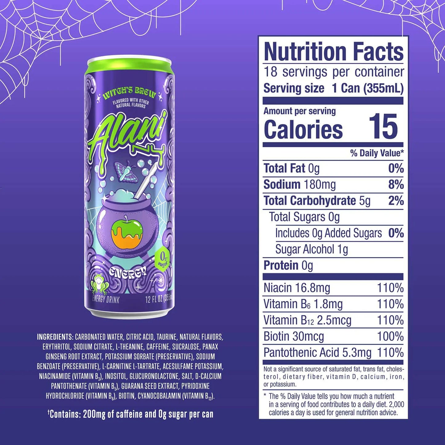 PREORDEN -Alani Nu Energy Witch's Brew, 12 fl. oz., 18 pk. - 2 A 4 SEMANAS EN LLEGAR