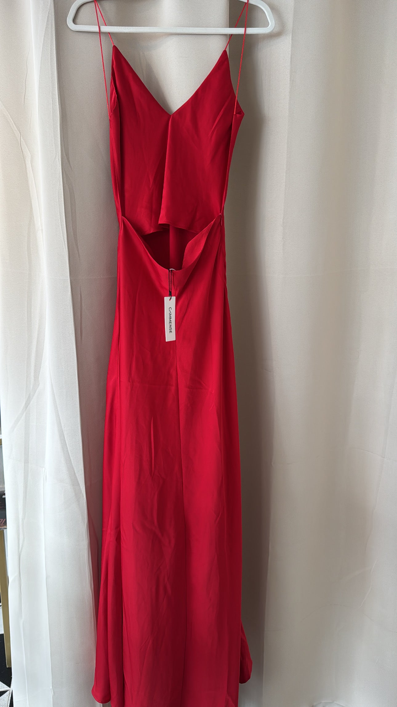 COMMENSE V-Neck Backless Red Satin Long Dress - NO CAMBIOS NI DEVOLUCIONES