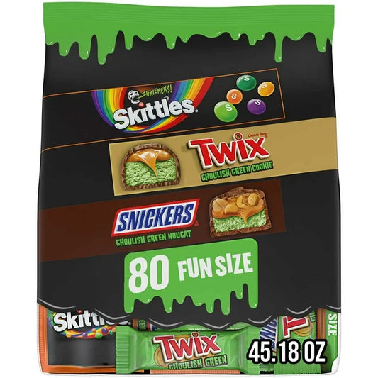 PREORDEN -Mars Ghoulish Green, Halloween Variety Pack Candy, Fun Size, 80 pcs. - 2 A 4 SEMANAS EN LLEGAR
