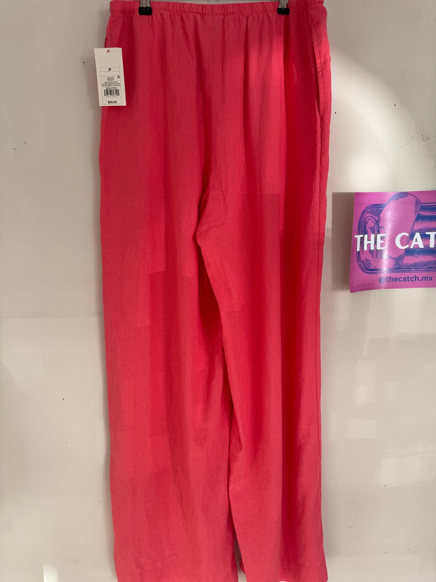 A New Day Women's High-Rise Wide Leg Linen Pull-On Pants Pink Coral - NO CAMBIOS NI DEVOLUCIONES