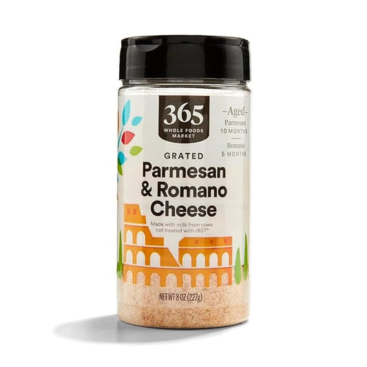 365 by Whole Foods Market, Cheese Parmesan Romano Grated, 8 Ounce