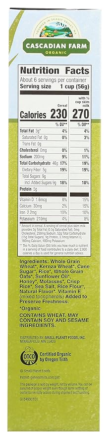 Cascadian Farm, Cereal Kernza GRNS Climate Smart Organic, 13.3 Ounce