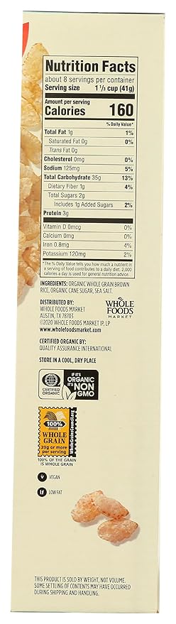 365 by Whole Foods Market, Organic Brown Rice Crisps Cereal, 12 Ounce