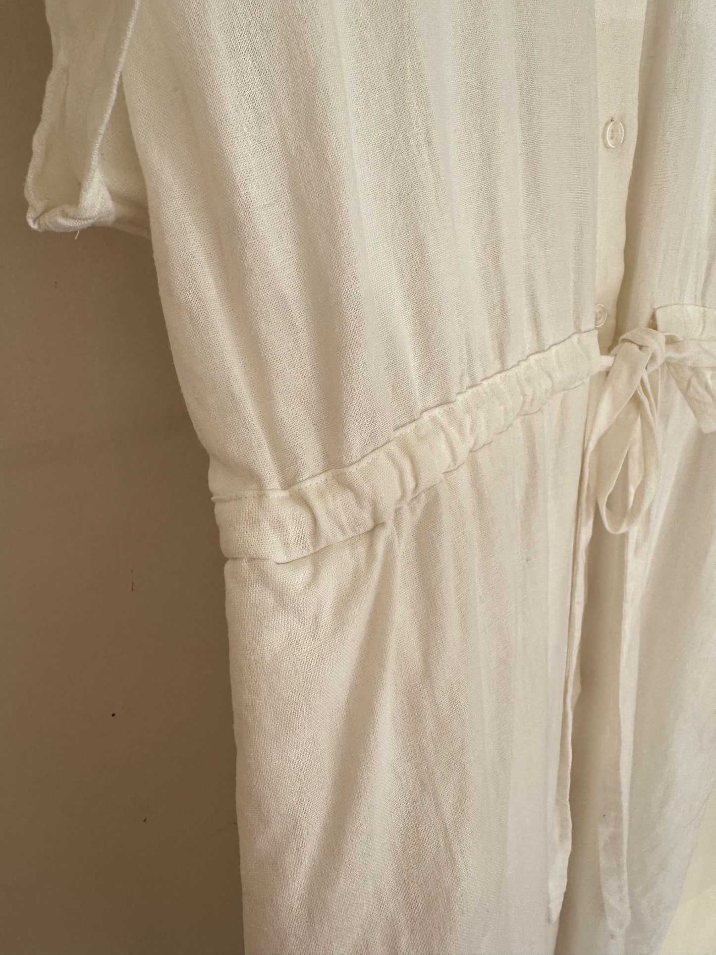 A New Day Women's Short Sleeve Linen Midi Shirtdress Cream - NO CAMBIOS NI DEVOLUCIONES