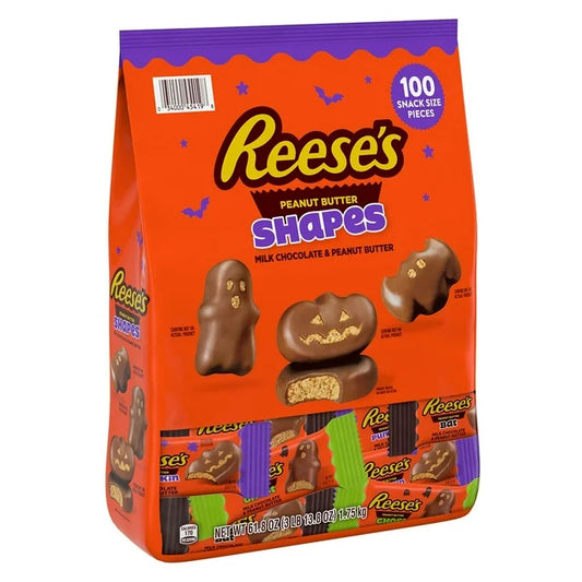 PREORDEN -REESE'S Halloween Milk Chocolate Peanut Butter Shapes Candy, Snack Size, 100 pcs. - 2 A 4 SEMANAS EN LLEGAR