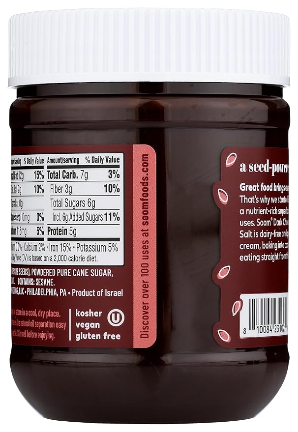 SOOM FOODS Dark Chocolate Sea Salt Tahini, 12 OZ