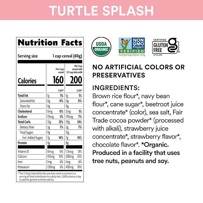 EnviroKidz Organic Turtle Splash Cereal, 10 oz, Strawberry & Chocolate, Gluten Free, Non-GMO, Fair Trade, by Nature's Path