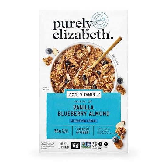 Purely Elizabeth, Vanilla Blueberry Almond, Superfood Cereal with Vitamin D ( 11oz), 6g Fiber