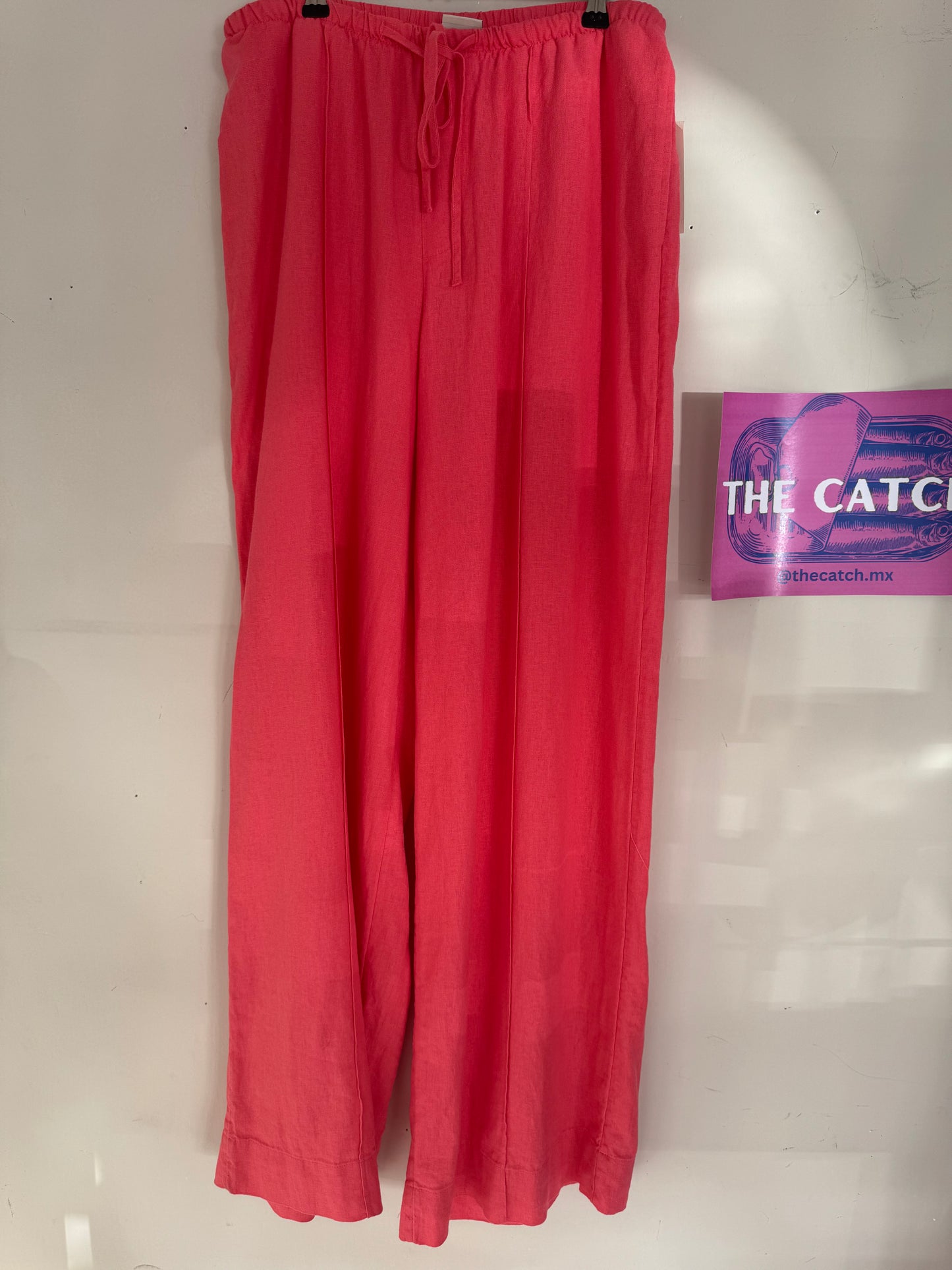 A New Day Women's High-Rise Wide Leg Linen Pull-On Pants Pink Coral - NO CAMBIOS NI DEVOLUCIONES