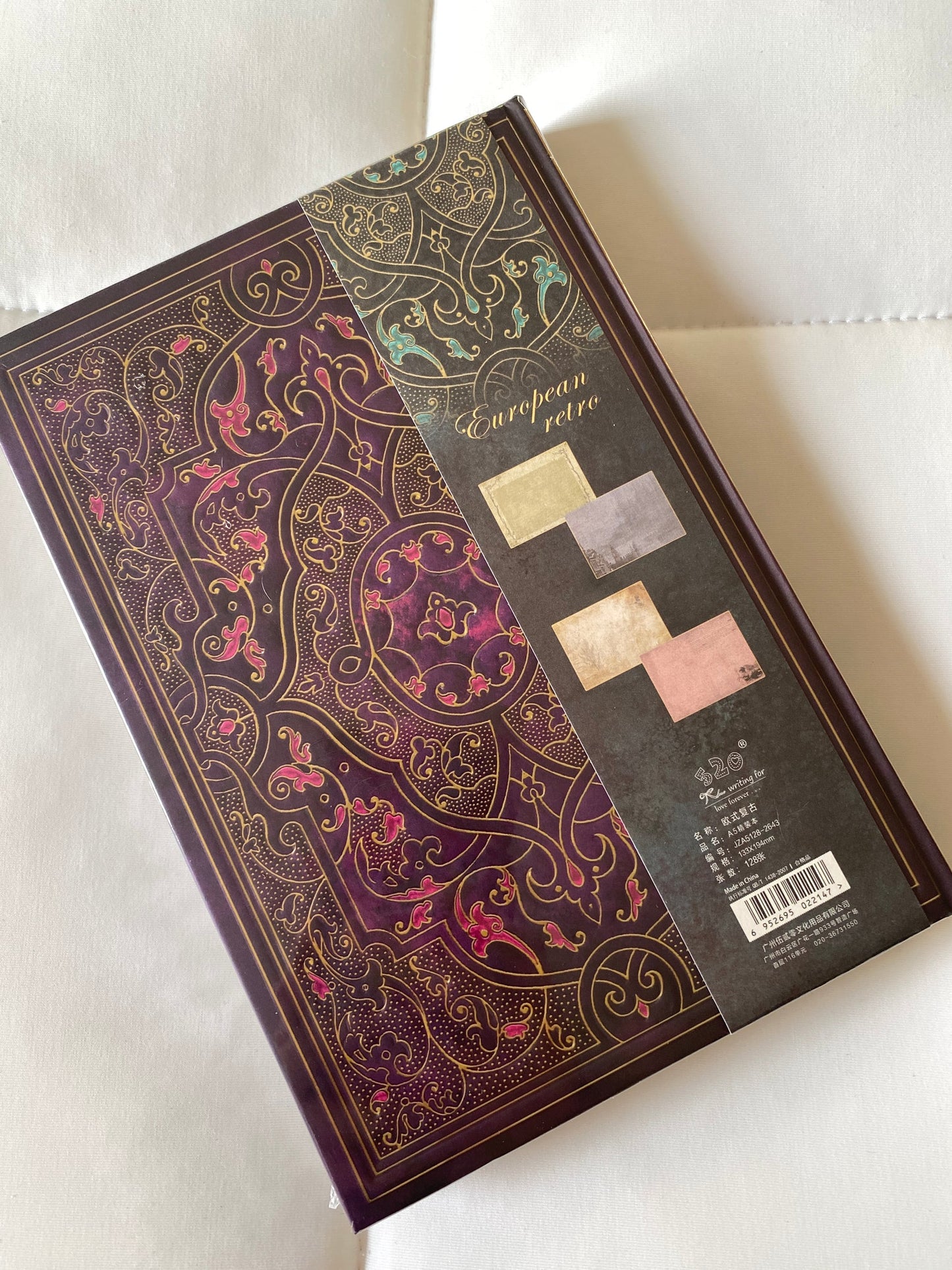 Libreta de pasta gruesa con hoja decorada - EUROPEAN RETRO