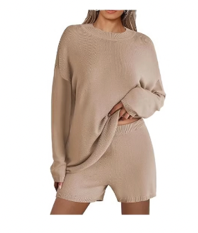 Ekouaer Pajamas Womens 2 Piece Lounge Set Cozy Knit Long Sleeve Sweater Shorts Set - NO CAMBIOS NI DEVOLUCIONES