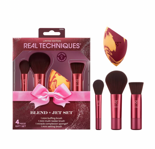 PREORDEN -Real Techniques Mini Make Up Brush And Sponge Gift Set - 4ct - 2 A 4 SEMANAS EN LLEGAR