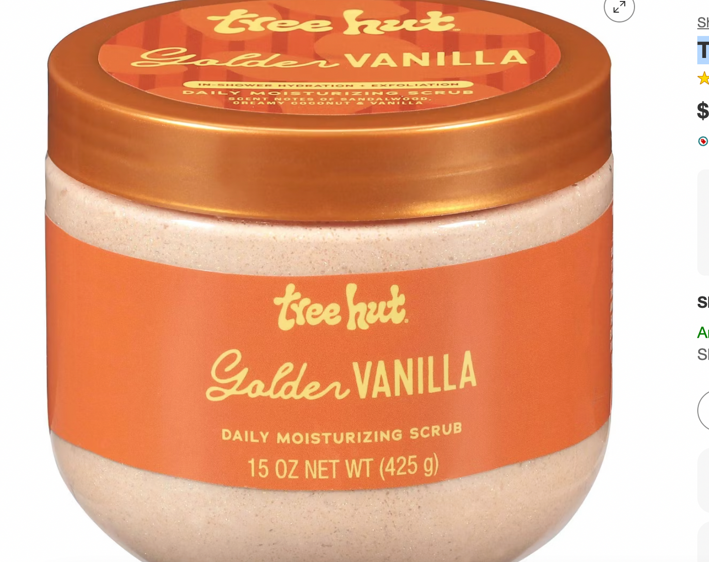 PREORDEN -Tree Hut Moisturizing Body Scrub - Golden Vanilla - 15oz - 2 A 4 SEMANAS EN LLEGAR