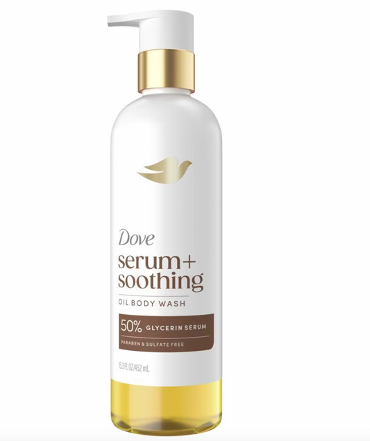 PREORDEN -Dove Beauty Serum+Soothing Oil Body Wash - 50% Glycerin Serum - 15.3 fl oz - 2 A 4 SEMANAS EN LLEGAR