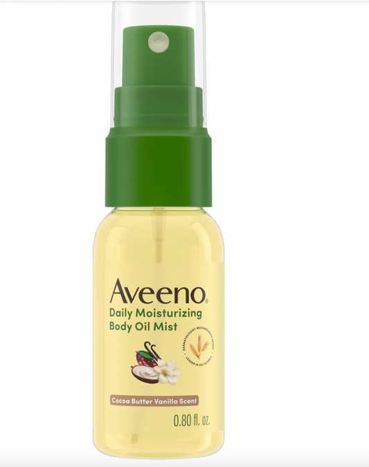 PREORDEN -Aveeno Daily Moisturizing Body Oil Mist with Oat and Jojoba Oil - Hypoallergenic - Cocoa Butter Vanilla Scent- .8 fl oz - 2 A 4 SEMANAS EN LLEGAR
